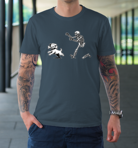 Halloween Dog, Funny Skeleton, Skeleton Chasing Dog T-Shirt 4