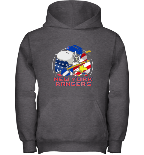 New York Ranger Ice Hockey Snoopy And Woodstock NHL Youth Hoodie