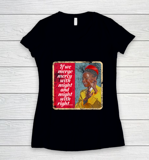 Inauguration Poet Amanda Gorman Merge Mercy Might Right Women's V-Neck T-Shirt