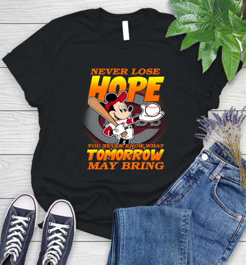 Cincinnati Reds MLB Baseball Mickey Disney Never Lose Hope Women's T-Shirt