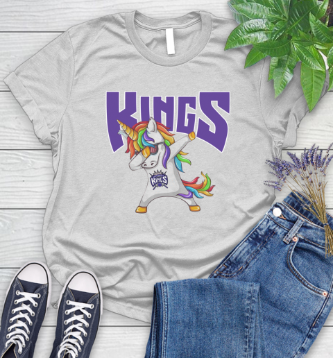 Sacramento Kings NBA Basketball Funny Unicorn Dabbing Sports Women's T-Shirt