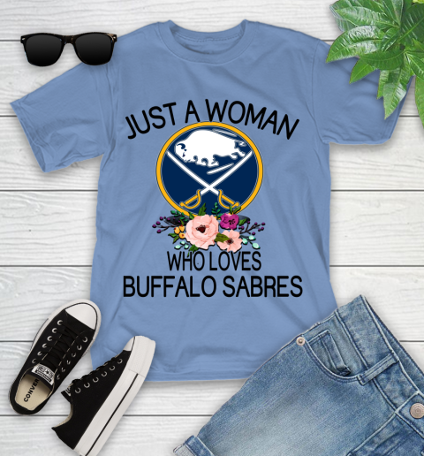 NHL Just A Woman Who Loves Buffalo Sabres Hockey Sports Youth T-Shirt 9