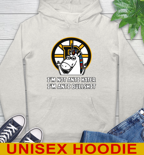 Boston Bruins NHL Hockey Unicorn I'm Not Anti Hater I'm Anti Bullshit Hoodie 12