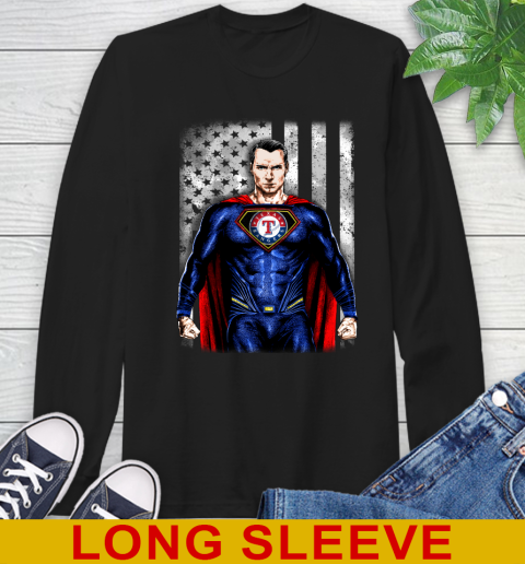 MLB Baseball Texas Rangers Superman DC Shirt Long Sleeve T-Shirt