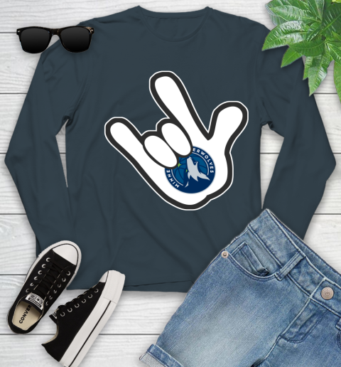 Minnesota Timberwolves NBA Basketball Mickey Rock Hand Disney Youth Long Sleeve 8