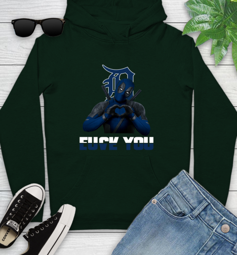 MLB Detroit Tigers Deadpool Love You Fuck You Baseball Sports Youth Hoodie 14