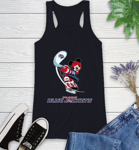 NHL Hockey Columbus Blue Jackets Cheerful Mickey Mouse Shirt Racerback Tank 9