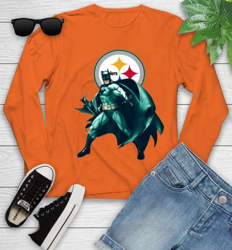 NFL Batman Football Sports Pittsburgh Steelers Youth Long Sleeve 4