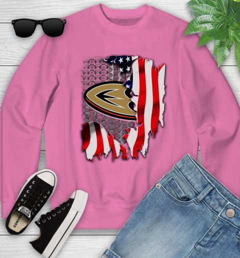 Anaheim Ducks NHL Hockey American Flag Youth Sweatshirt 6