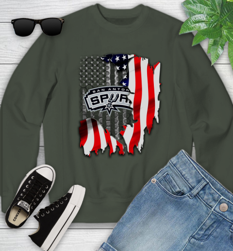 San Antonio Spurs NBA Basketball American Flag Youth Sweatshirt 9