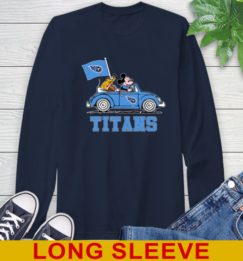 NFL Football Tennessee Titans Pluto Mickey Driving Disney Shirt Long Sleeve T-Shirt 4