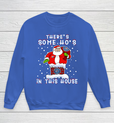 Oklahoma City Thunder Christmas There Is Some Hos In This House Santa Stuck In The Chimney NBA Youth Sweatshirt - Image 7
