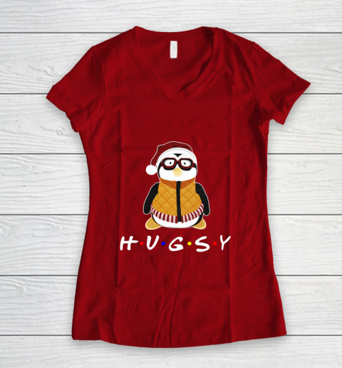 Funny Tee Hugsy Penguin For Friends Christmas Unagi Lobster Women's V-Neck T-Shirt 8
