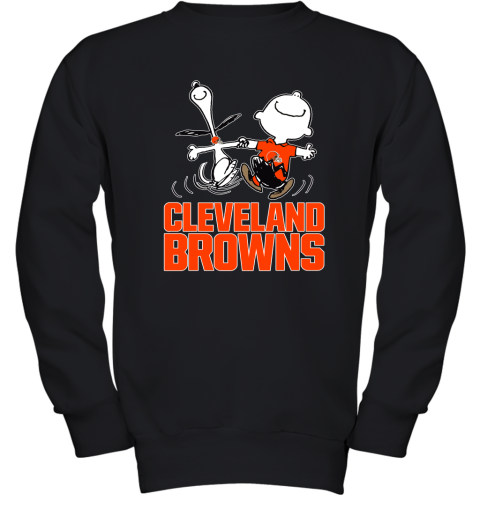 Snoopy And Charlie Brown Happy Cleveland Browns Fans Youth Sweatshirt