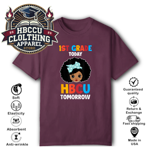 wvzo 1st grade today hbcu tomorrow classic t shirt 2 front maroon HBCU Clothing Apparel