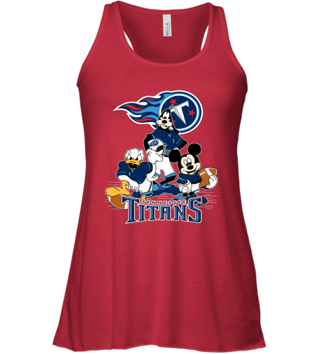 NFL Tennessee Titans Mickey Mouse Donald Duck Goofy Football T Shirt QzKKtAZtRW8 flowy tank 32 95 151514 front red