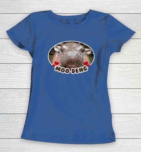 Moo Deng Bouncy Pig in Thai Picture The Cute Baby Hippo Women's T-Shirt 6