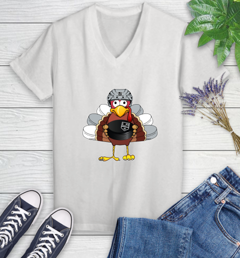 Los Angeles Kings Turkey Thanksgiving Day Women's V-Neck T-Shirt