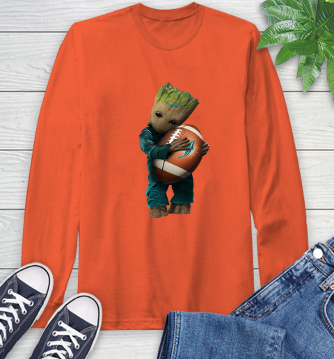 NFL Groot Guardians Of The Galaxy Football Sports Miami Dolphins Long Sleeve T-Shirt 5