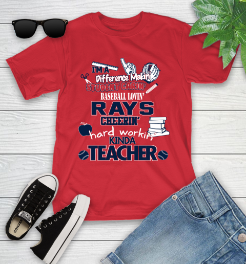 Tampa Bay Rays MLB I'm A Difference Making Student Caring Baseball Loving Kinda Teacher Youth T-Shirt 13
