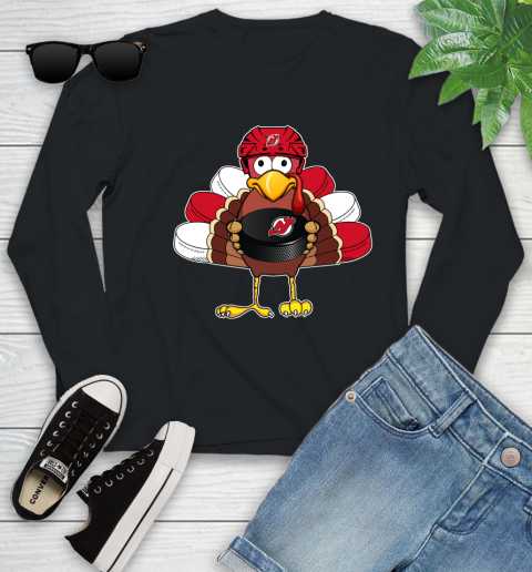 New Jersey Devils Turkey Thanksgiving Day Youth Long Sleeve 2
