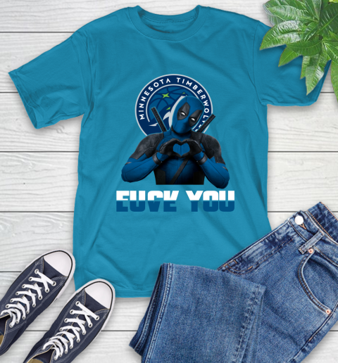 NBA Minnesota Timberwolves Deadpool Love You Fuck You Basketball Sports T-Shirt 9