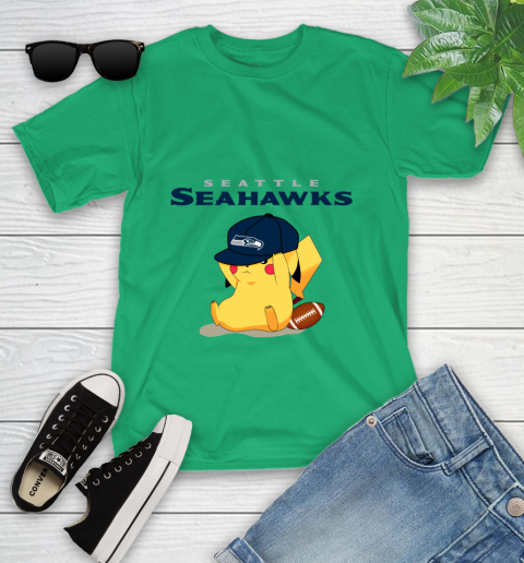 NFL Pikachu Football Seattle Seahawks Youth T-Shirt 6