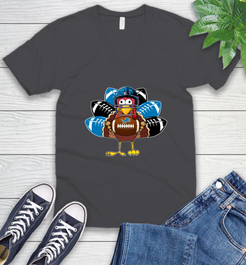 Detroit Lions Turkey Thanksgiving Day V-Neck T-Shirt 5