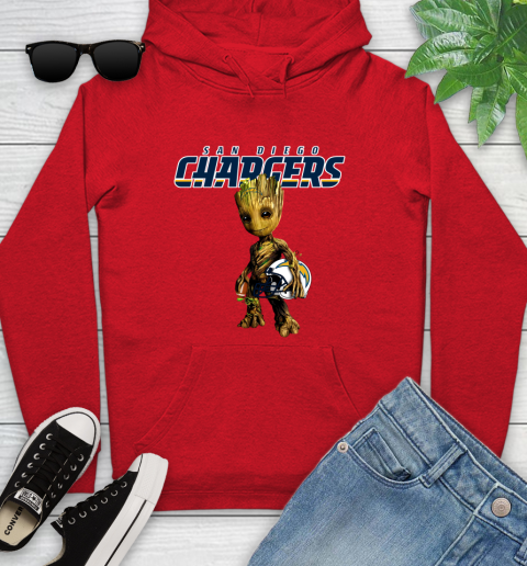 Los Angeles Chargers NFL Football Groot Marvel Guardians Of The Galaxy Youth Hoodie 11