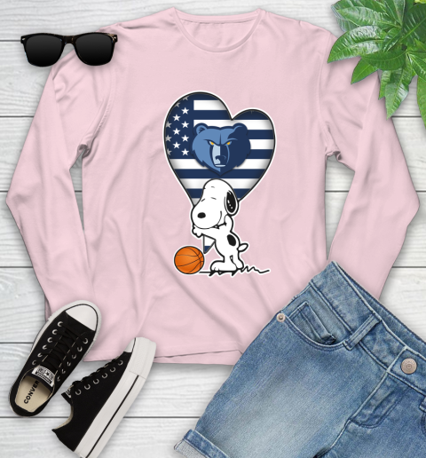 Memphis Grizzlies NBA Basketball The Peanuts Movie Adorable Snoopy Youth Long Sleeve 10