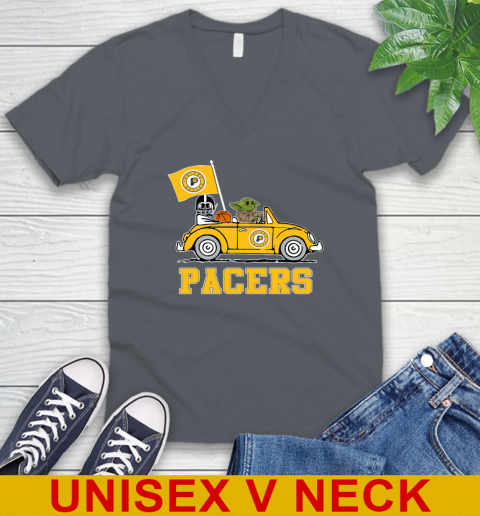 NBA Basketball Indiana Pacers Darth Vader Baby Yoda Driving Star Wars Shirt V-Neck T-Shirt 5