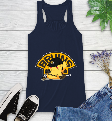 NHL Pikachu Hockey Sports Boston Bruins Racerback Tank 12