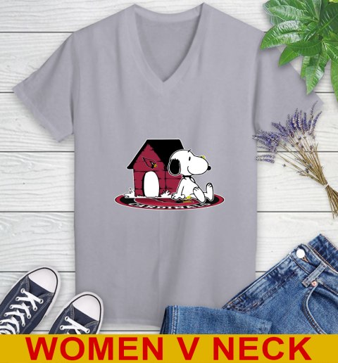 NFL Football Arizona Cardinals Snoopy The Peanuts Movie Shirt Women's V-Neck T-Shirt 5