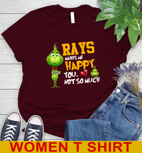 MLB Tampa Bay Rays Makes Me Happy You Not So Much Grinch Baseball Sports Women's T-Shirt 6