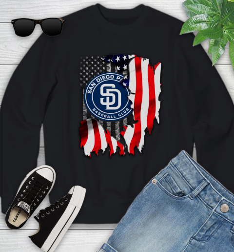 San Diego Padres MLB Baseball American Flag Youth Sweatshirt