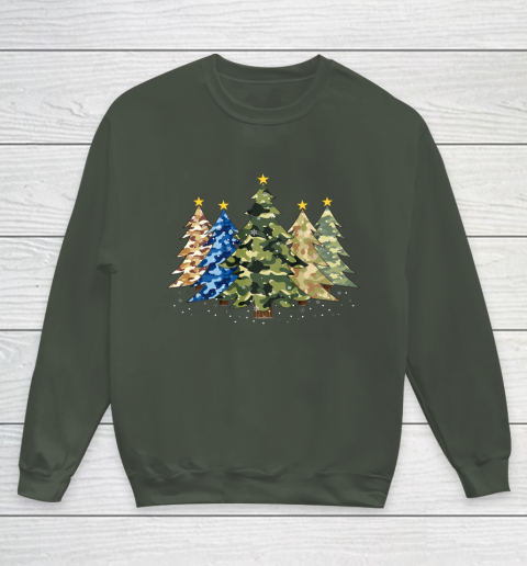 Camo Print Christmas Trees with Camouflage Print Xmas Youth Sweatshirt 8