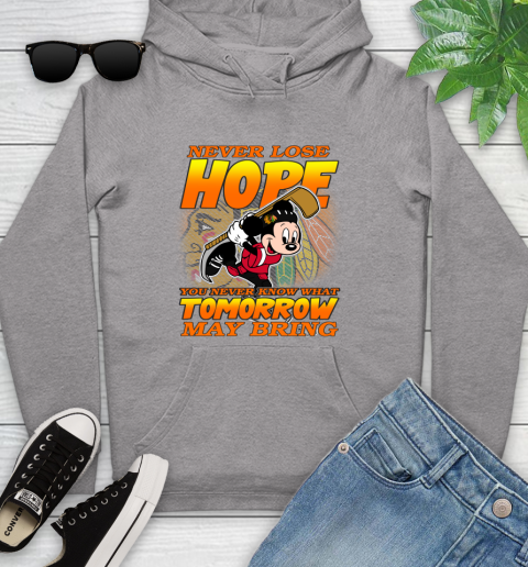 Chicago Blackhawks NHL Hockey ootball Mickey Disney Never Lose Hope Youth Hoodie 6