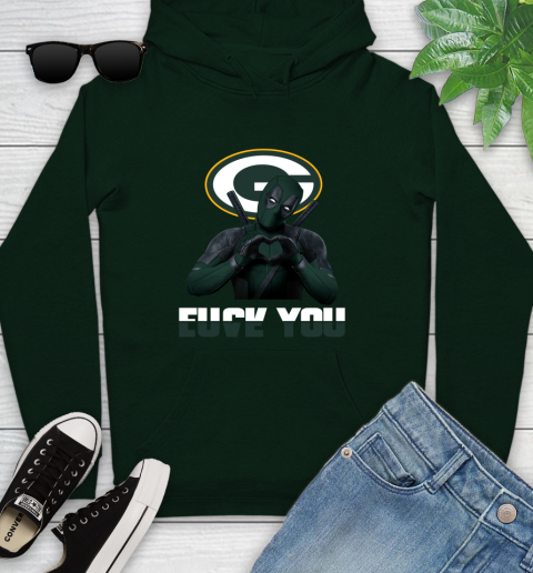NHL Green Bay Packers Deadpool Love You Fuck You Football Sports Youth Hoodie 14