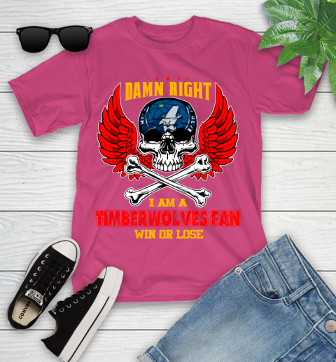 NBA Damn Right I Am A Minnesota Timberwolves Win Or Lose Skull Basketball Sports Youth T-Shirt 11