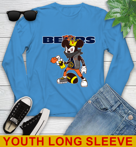 Chicago Bears NFL Football Mickey Peace Sign Sports Youth Long Sleeve 8