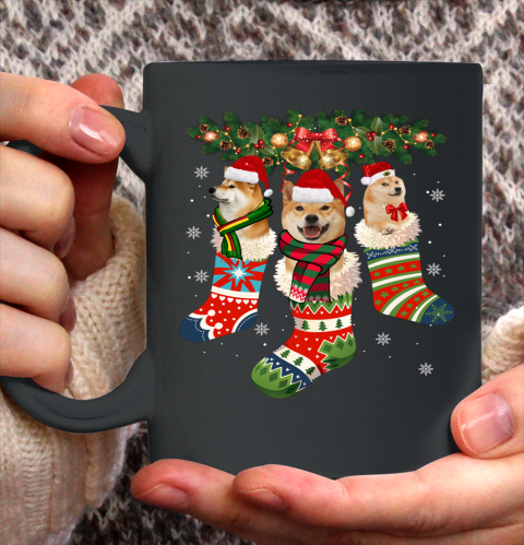Three Shiba Inu In Sock Christmas Santa X mas Dog Ceramic Mug 11oz
