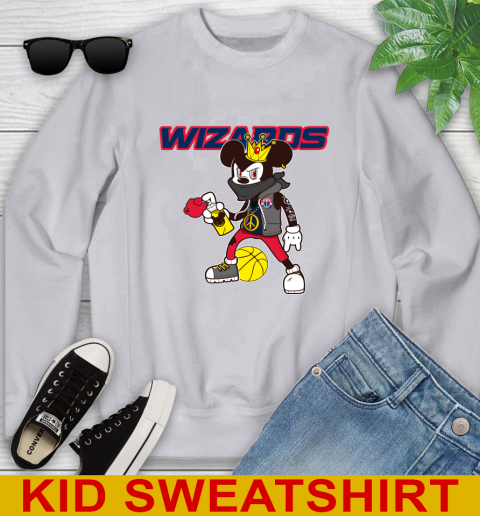 Washington Wizards NBA Basketball Mickey Peace Sign Sports Youth Sweatshirt 4