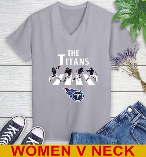 NFL Football Tennessee Titans The Beatles Rock Band Shirt Women's V-Neck T-Shirt 4