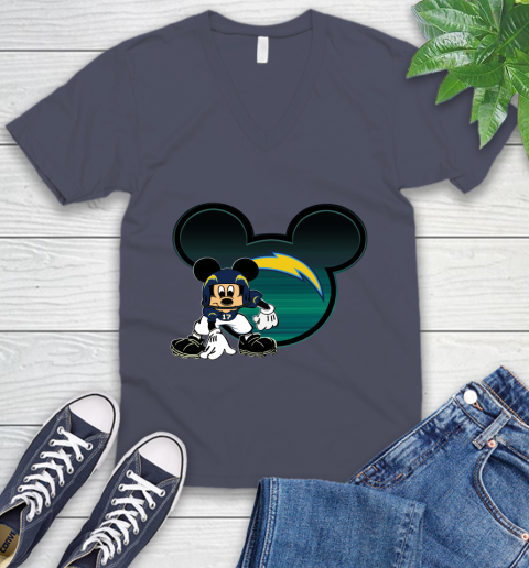 NFL Los Angeles Chargers Mickey Mouse Disney Football T Shirt V-Neck T-Shirt 9