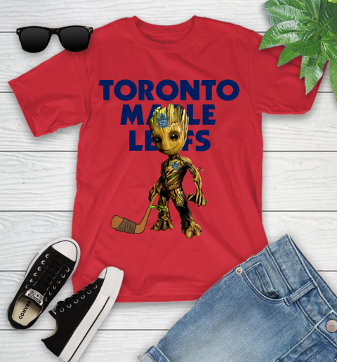 Toronto Maple Leafs NHL Hockey Groot Marvel Guardians Of The Galaxy Youth T-Shirt 10