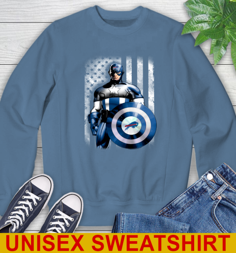 Buffalo Bills NFL Football Captain America Marvel Avengers American Flag Shirt Sweatshirt 10