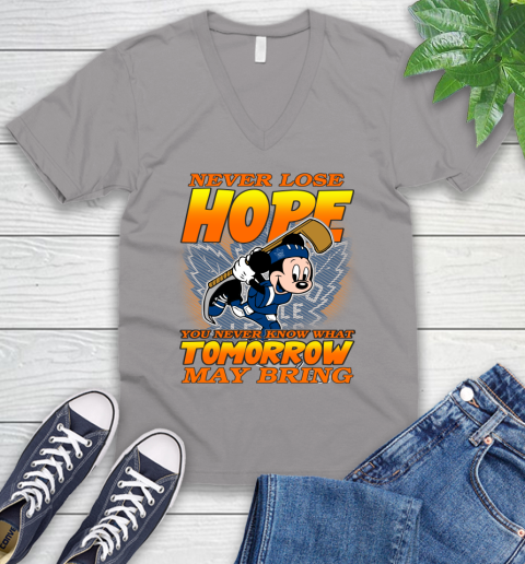 Toronto Maple Leafs NHL Hockey ootball Mickey Disney Never Lose Hope V-Neck T-Shirt 3