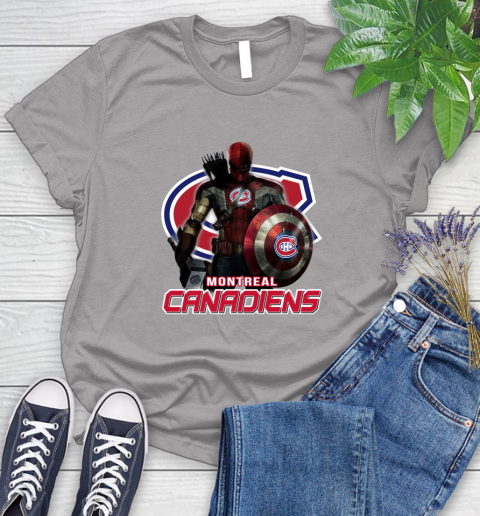 NHL Captain America Thor Spider Man Hawkeye Avengers Endgame Hockey Montreal Canadiens Women's T-Shirt 5