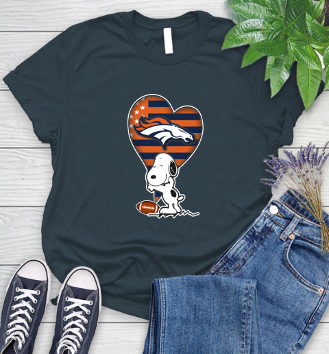 Denver Broncos NFL Football The Peanuts Movie Adorable Snoopy Women's T-Shirt 8