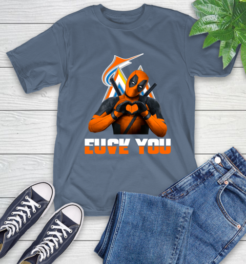 MLB Miami Marlins Deadpool Love You Fuck You Baseball Sports T-Shirt 8